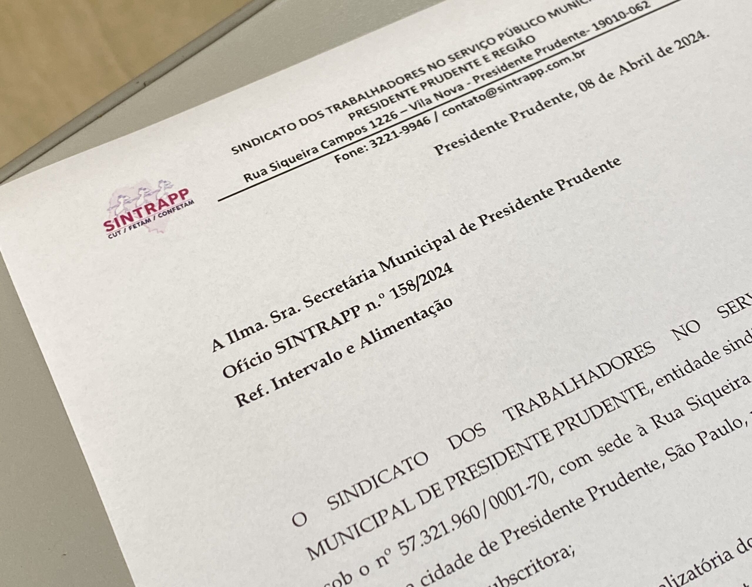 Sintrapp reivindica providências da Administração diante do impedimento